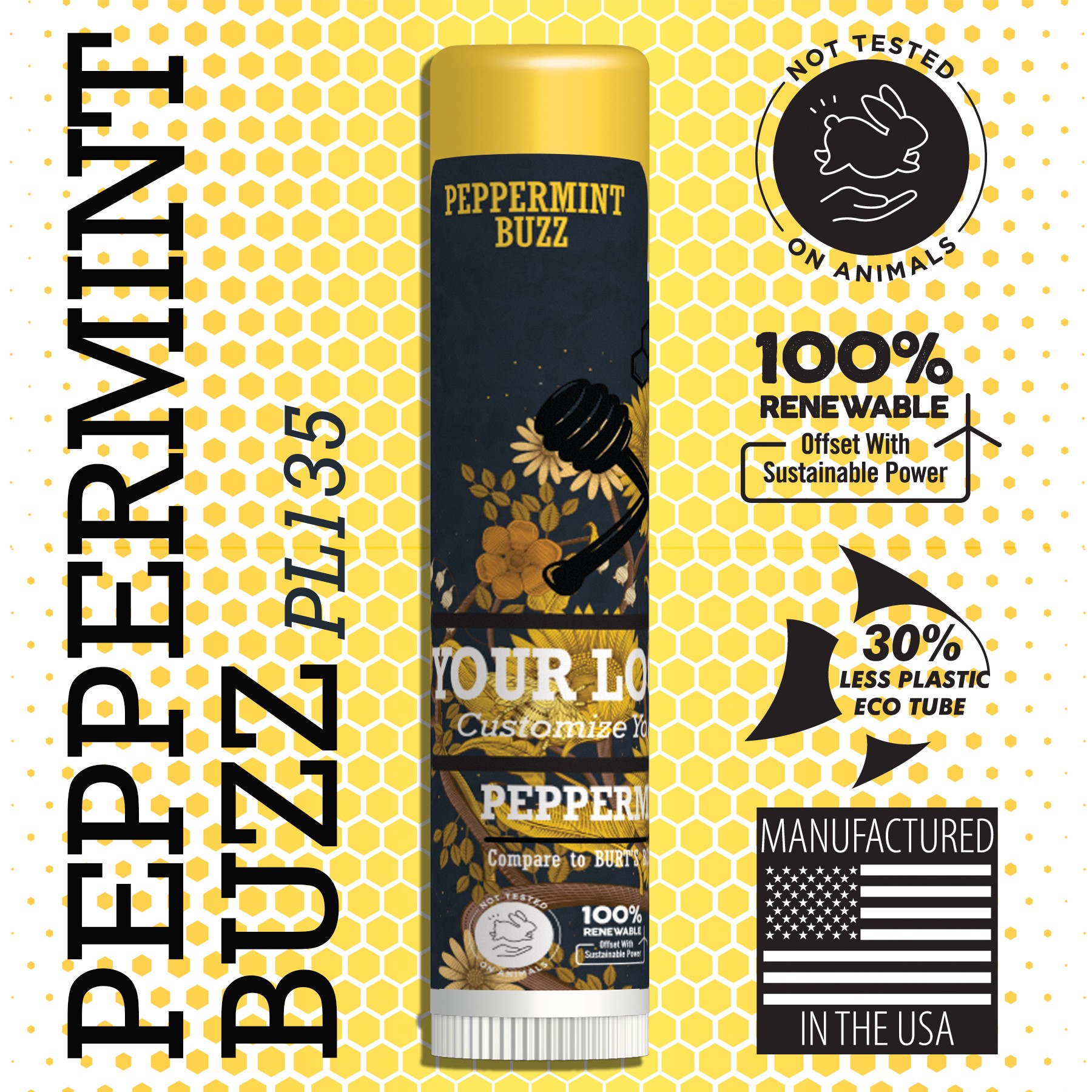 Peppermint Buzz Flavor Beeswax Lip Balm